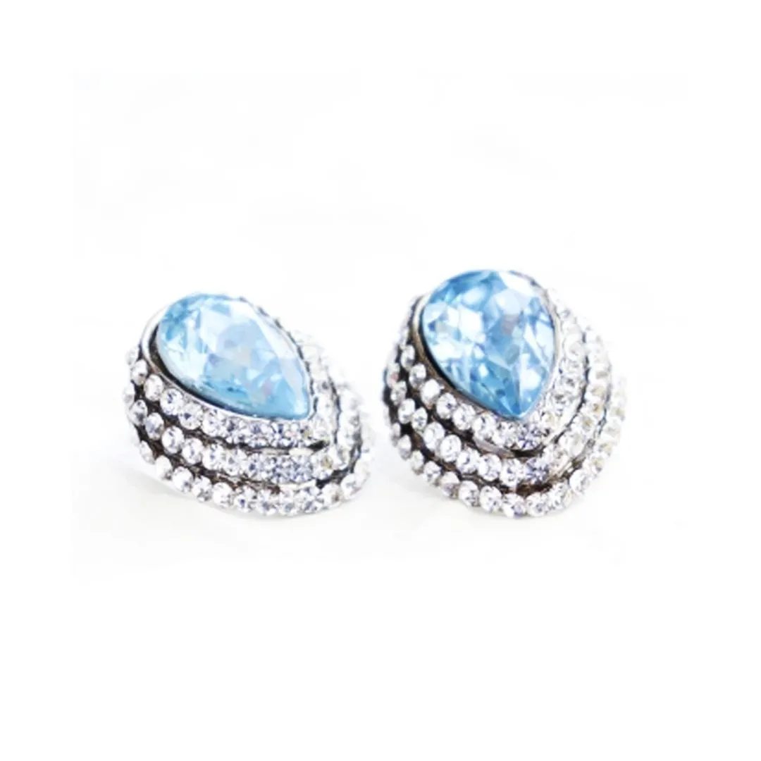 BRINCO COM STRASS E PEDRA AZUL 