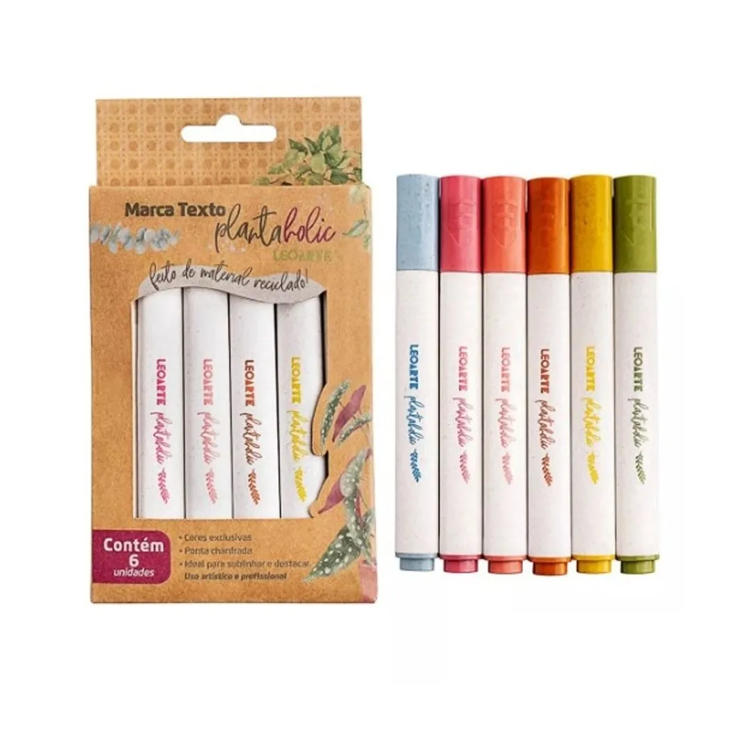 MARCA TEXTO PLANTAHOLIC 6 CORES ESTOJO LEOARTE