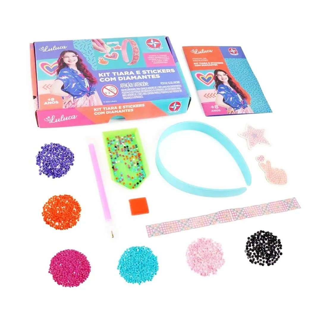 KIT TIARA E STICKERS COM DIAMANTES - LULUCA