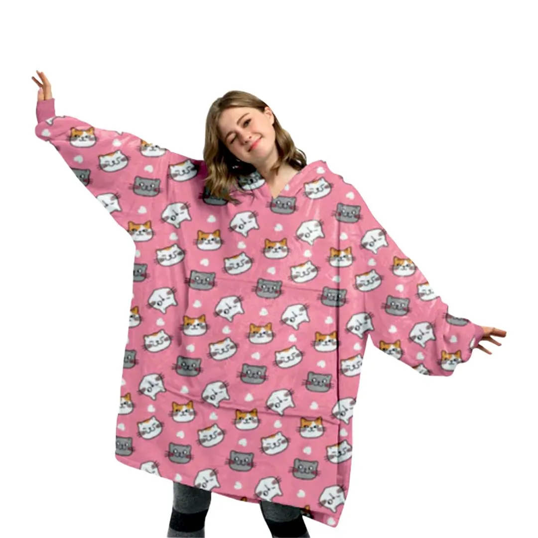 COBERTOR C/MANGAS HOODIE ADLT.I LOVE CATS