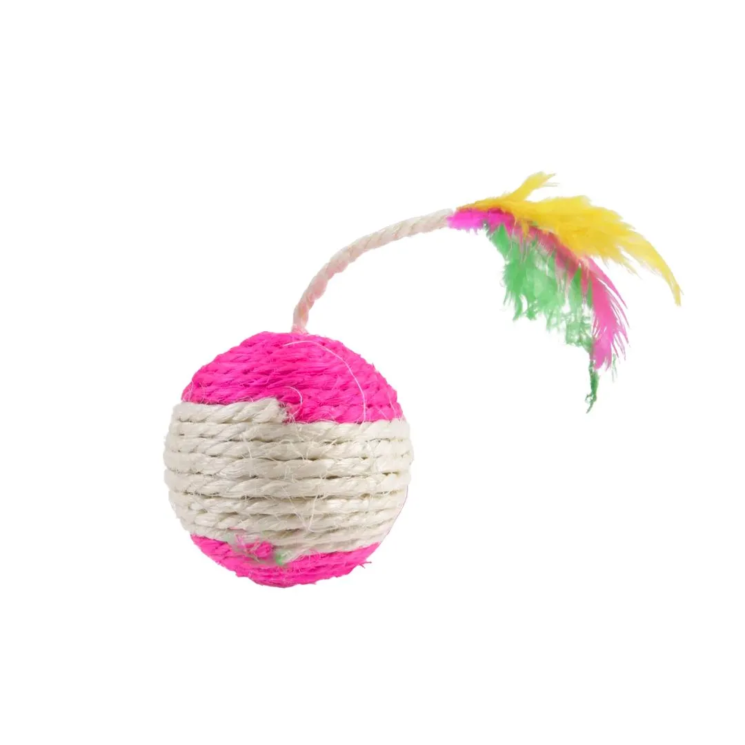 BRINQUEDO PET PARA GATO BOLA DE SISAL 4,5X20CM SORTIDO
