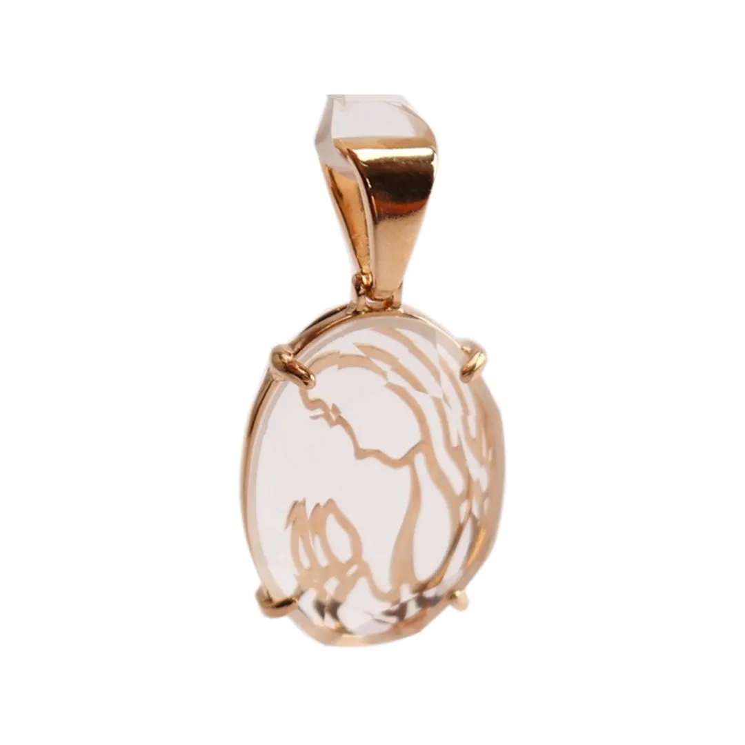 PINGENTE DOURADO COM TRANSPARENTE E IMAGEM DE N.SRA.