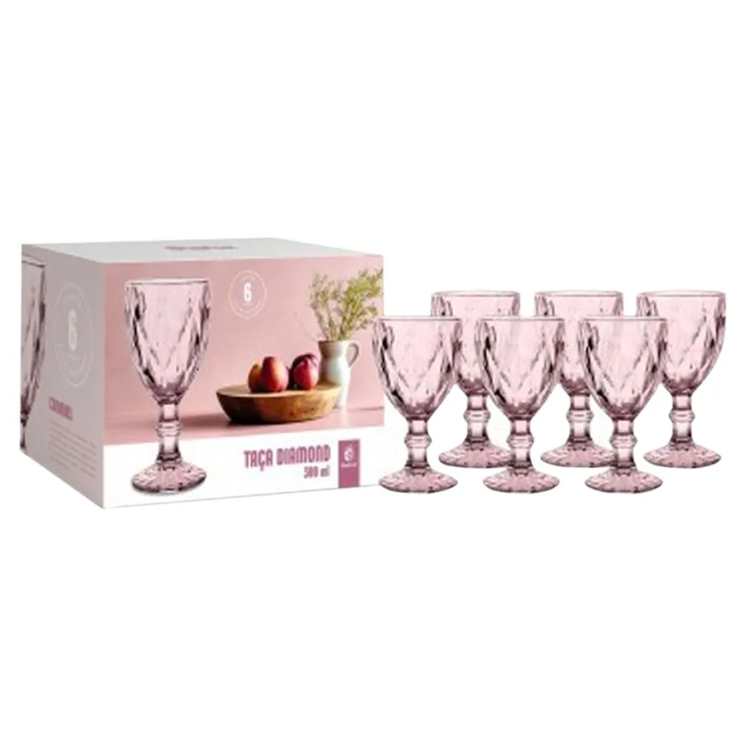 TAÇA DIAMOND C/ 6UN - ROSÉ