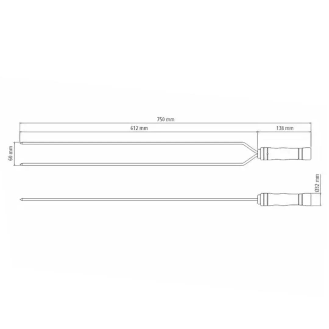 ESPETO DUPLO 75 CM - LÂMINA DE AÇO INOX E CABO DE MADEIRA 