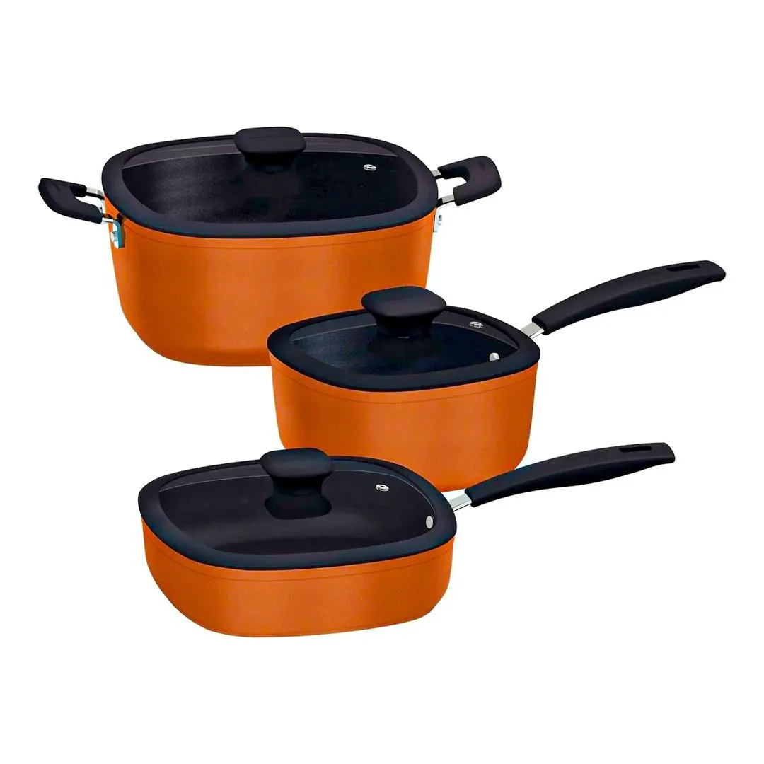 JOGO DE PANELAS 3 PEÇAS REFINATTA DOURADO - SORTIDOS DE ALUMÍNIO COM REVESTIMENTO ANTIADERENTE 