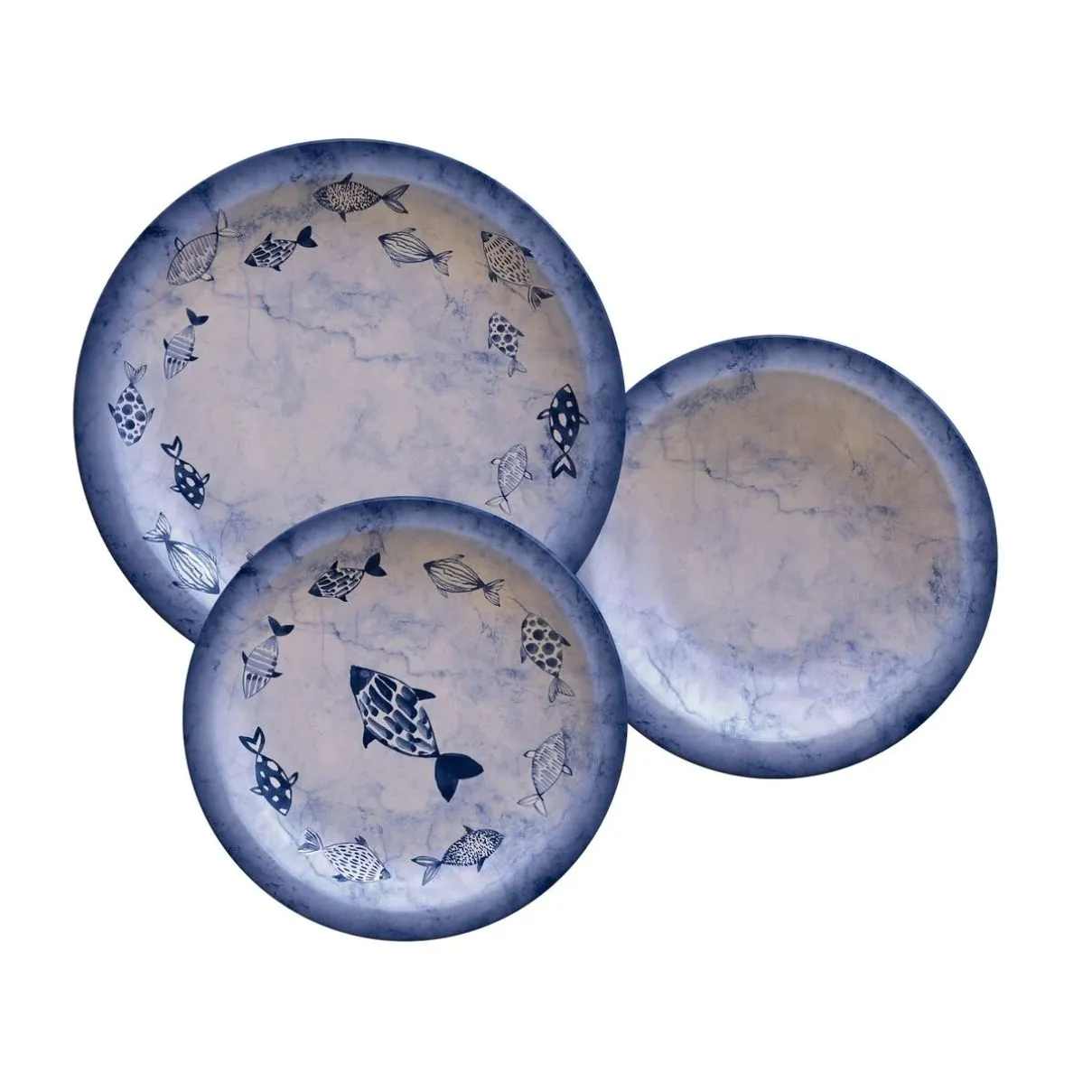 JOGO DE PRATOS  12 PCS PEIXES 