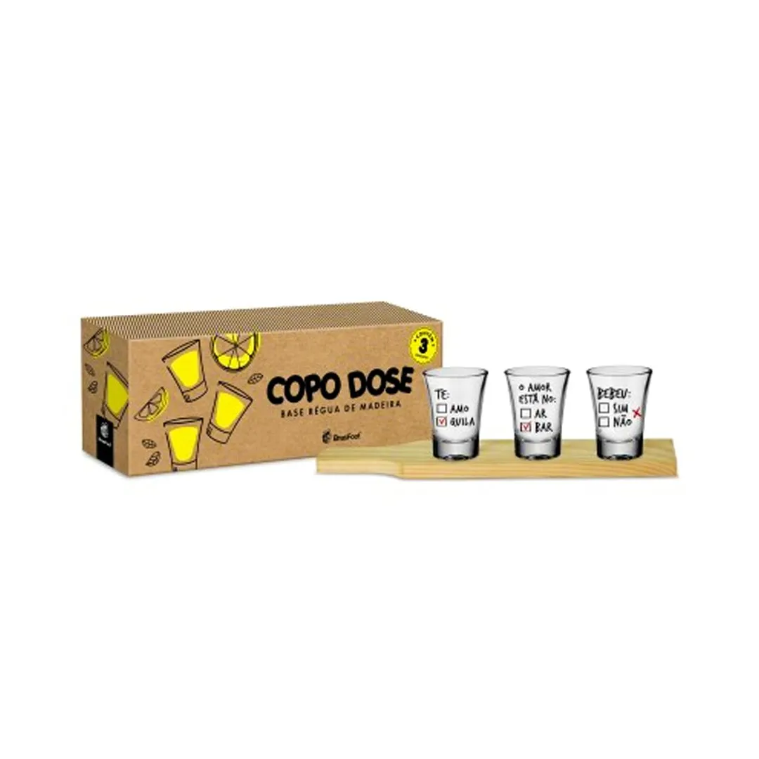 COPO DOSE C/3UN RÉGUA MADEIRA - MÚLTIPLA ESCOLHA