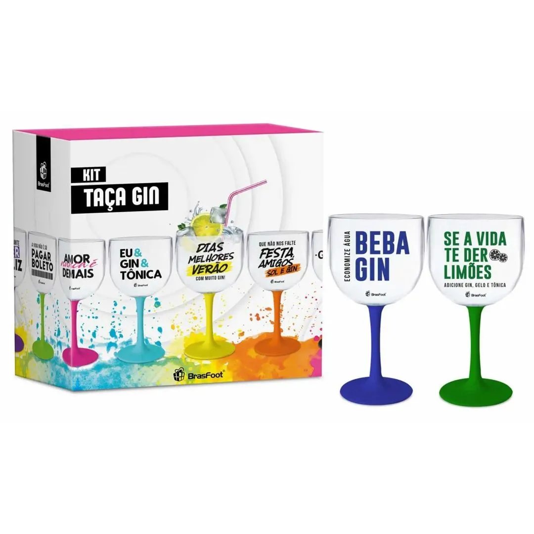 TAÇA GIN/ 2UN BICOLOR- ECONOMIZE ÁGUA BEBA GIN