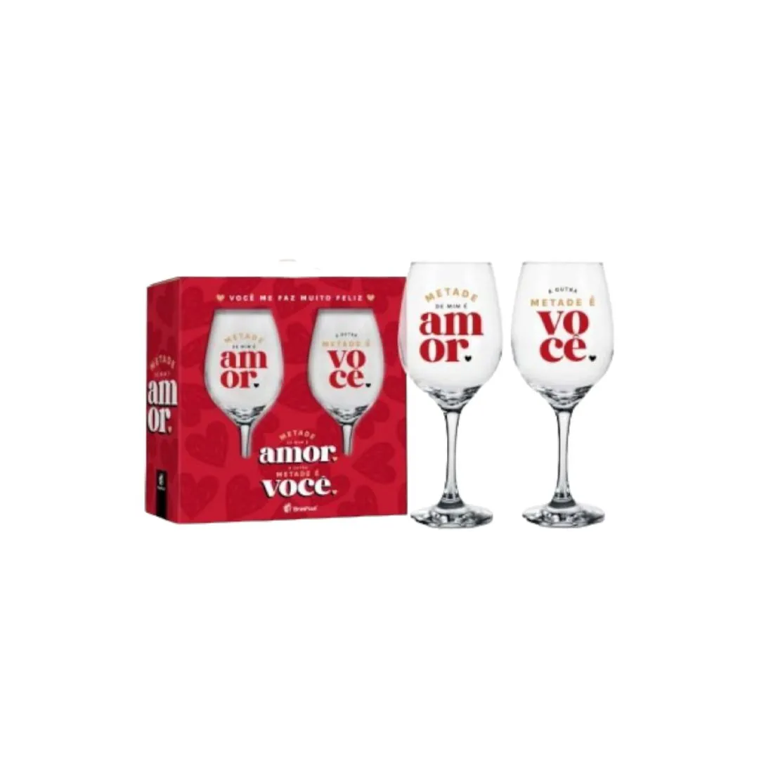 TAÇA VINHO- METADE DE MIM É VOCÊ 