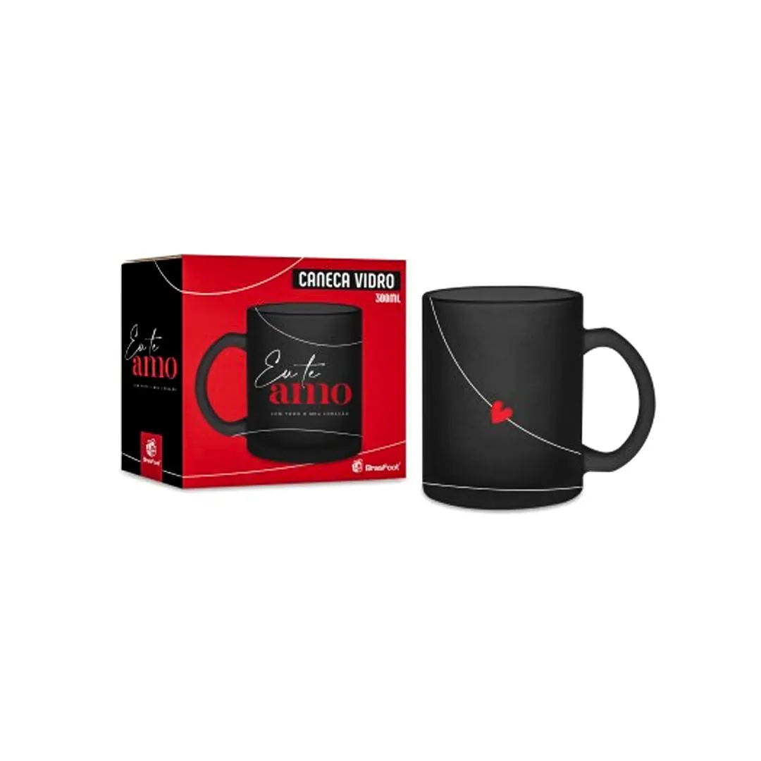CANECA VIDRO DIAMOND TEMAS - EU TE AMO 