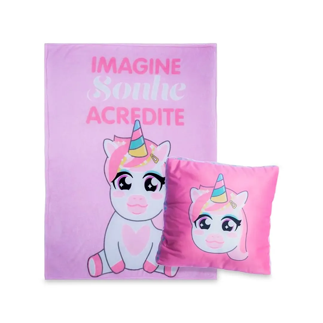 KIT ALMOFADA + MANTA UNICÓRNIO