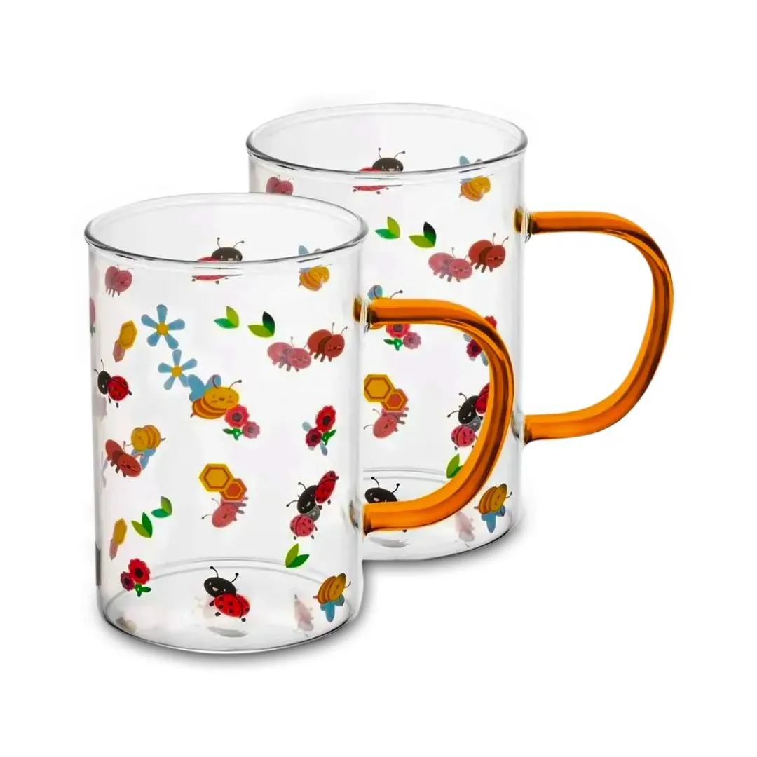 CONJUNTO COM 2 CANECAS DE VIDRO COM ALÇA AMBAR GARDEN PARTY 280M