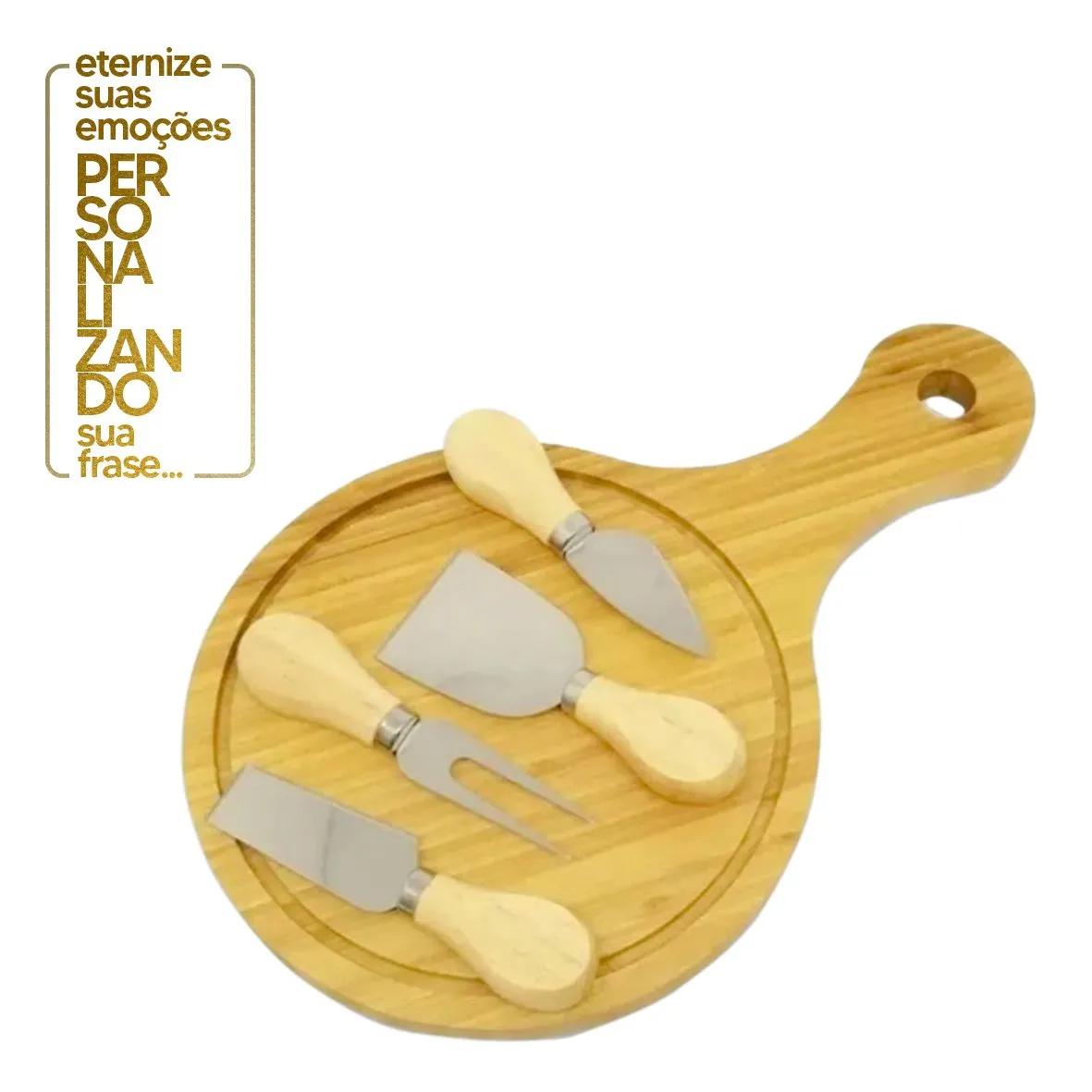 CONJUNTO PARA QUEIJO EM BAMBU 5 PEÇAS