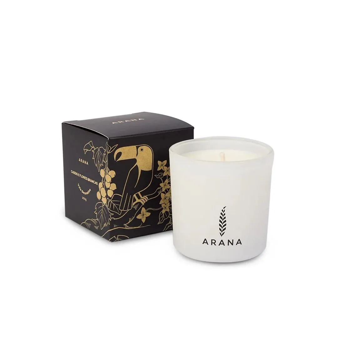 VELA CASSIS E FLORES BRANCAS  200g