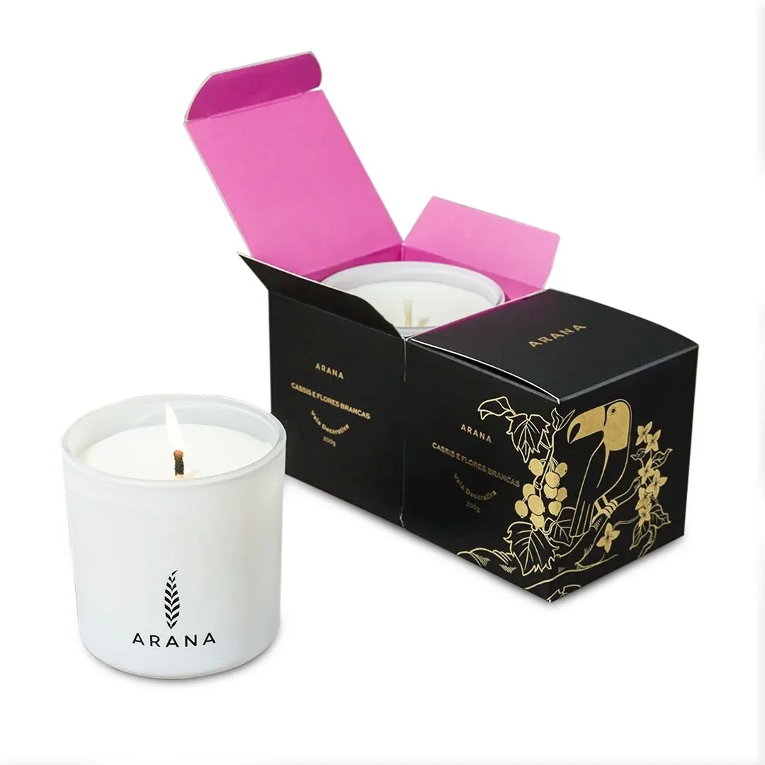 VELA CASSIS E FLORES BRANCAS  200g