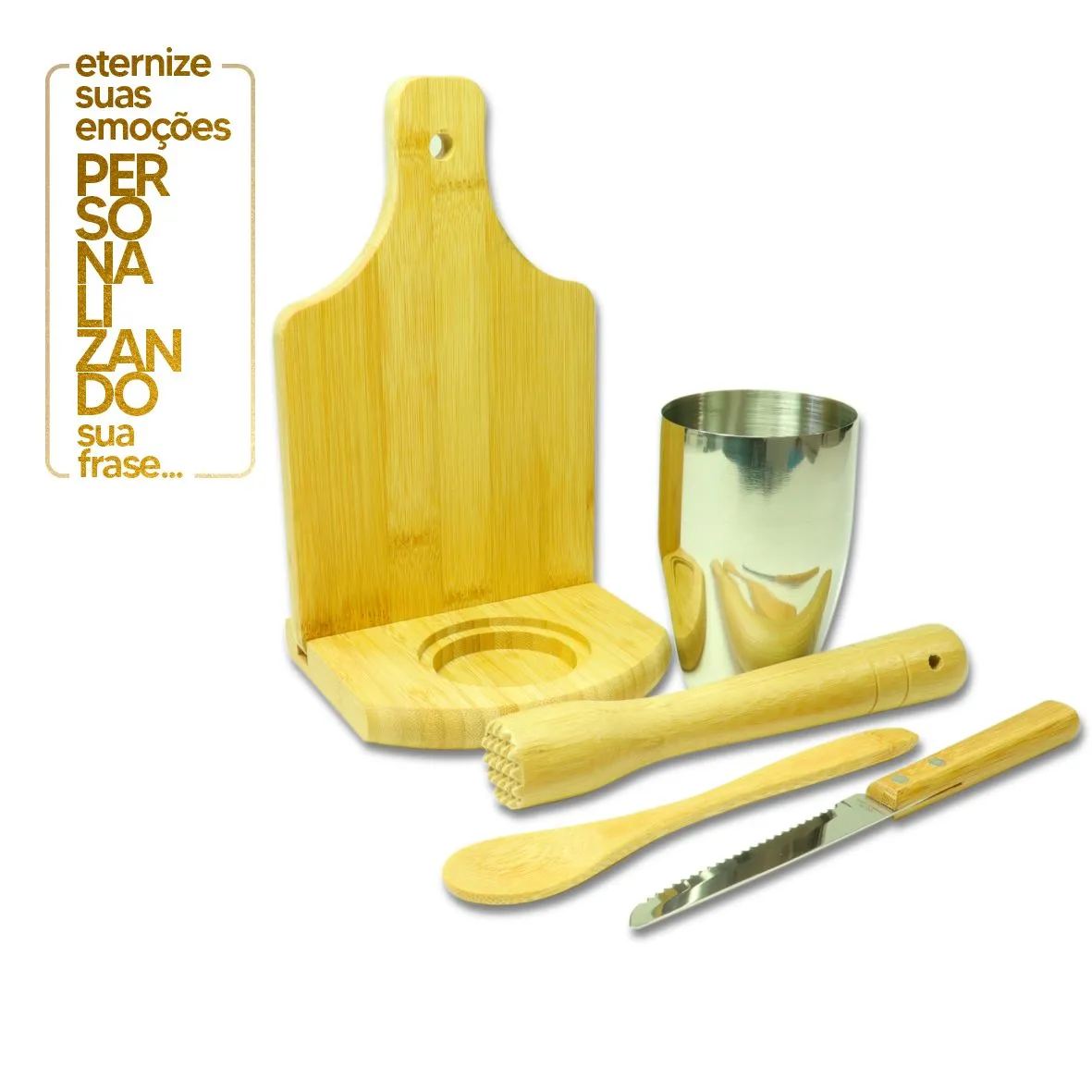 KIT PARA CAIPIRINHA EM BAMBU IBIZA 0,35 L 6 PEÇAS