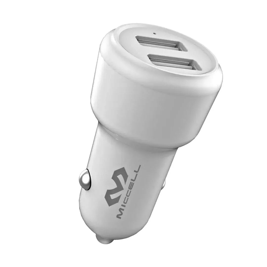 CARREGADOR VEICULAR MICCELL 2 PORTAS USB - BRANCO - VQ-C03 (2.4A)
