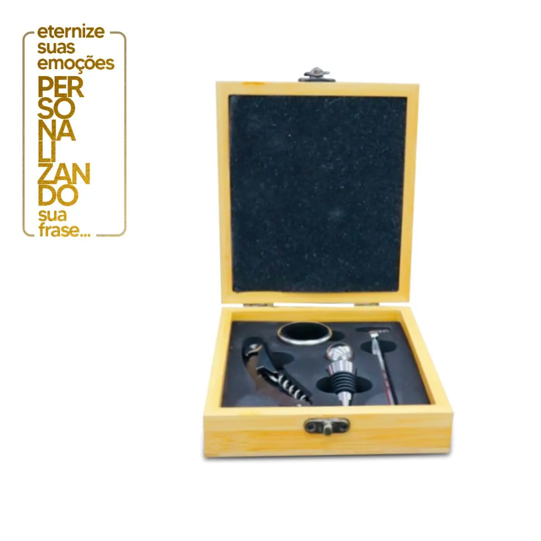 KIT ABRIDOR DE VINHO COM 4 PEÇAS EM INOX