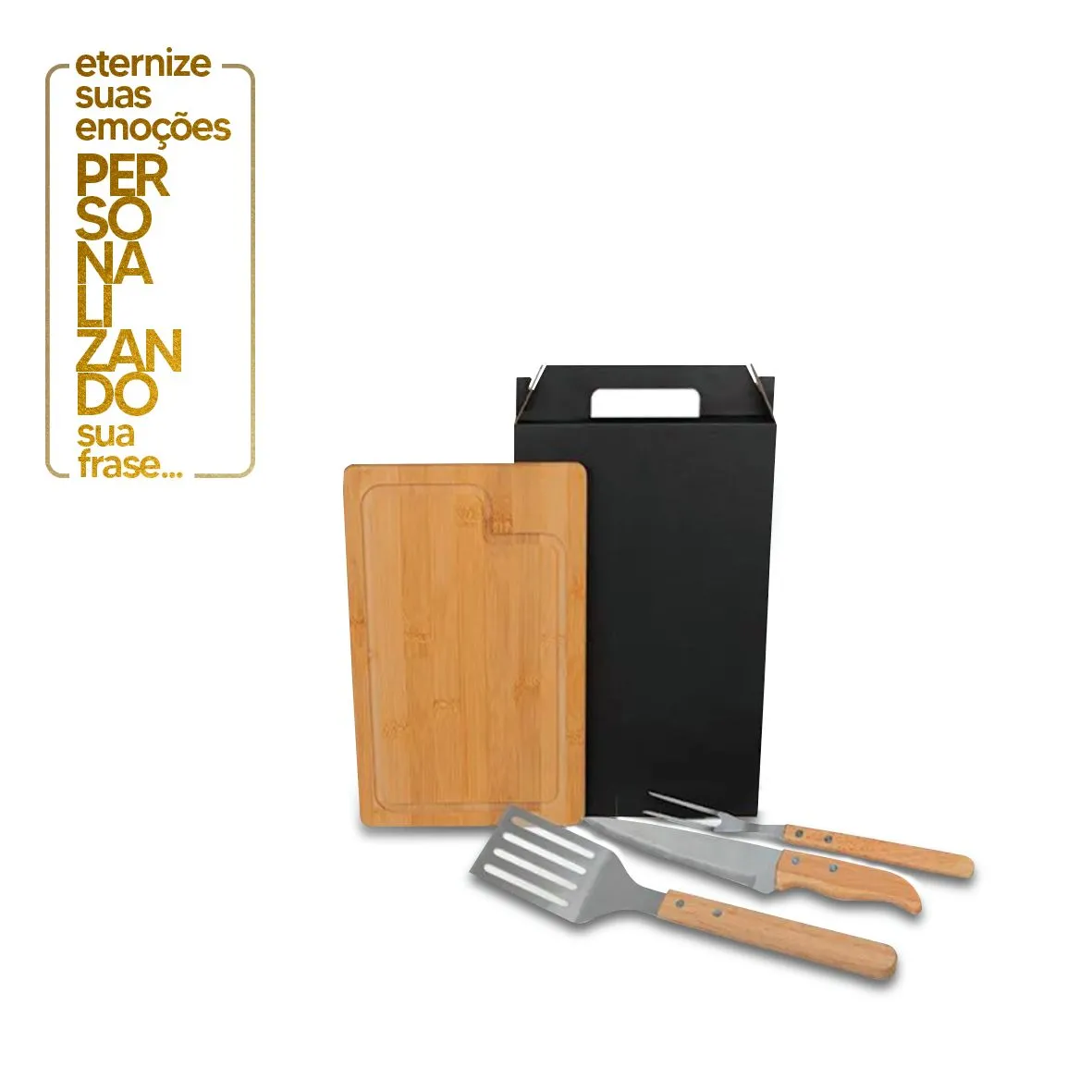 CONJUNTO PARA CHURRASCO & HAMBÚGUER COM ESPÁTULA - 4 PEÇAS