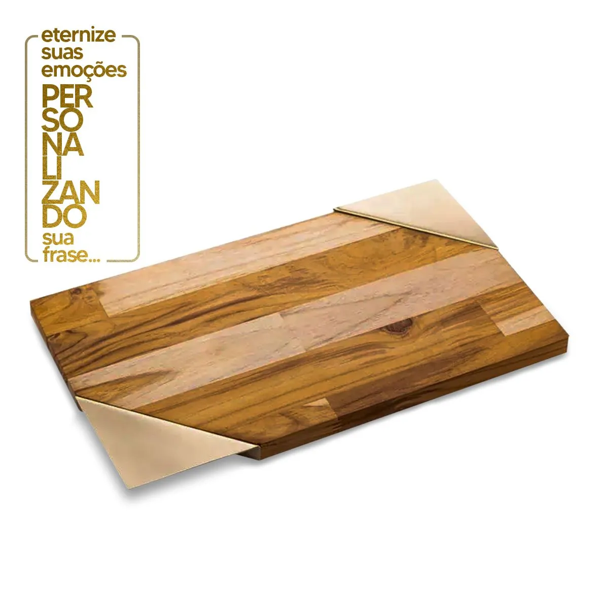 TÁBUA PARA SERVIR COM 2 ALÇAS CHAMPANHE TECA