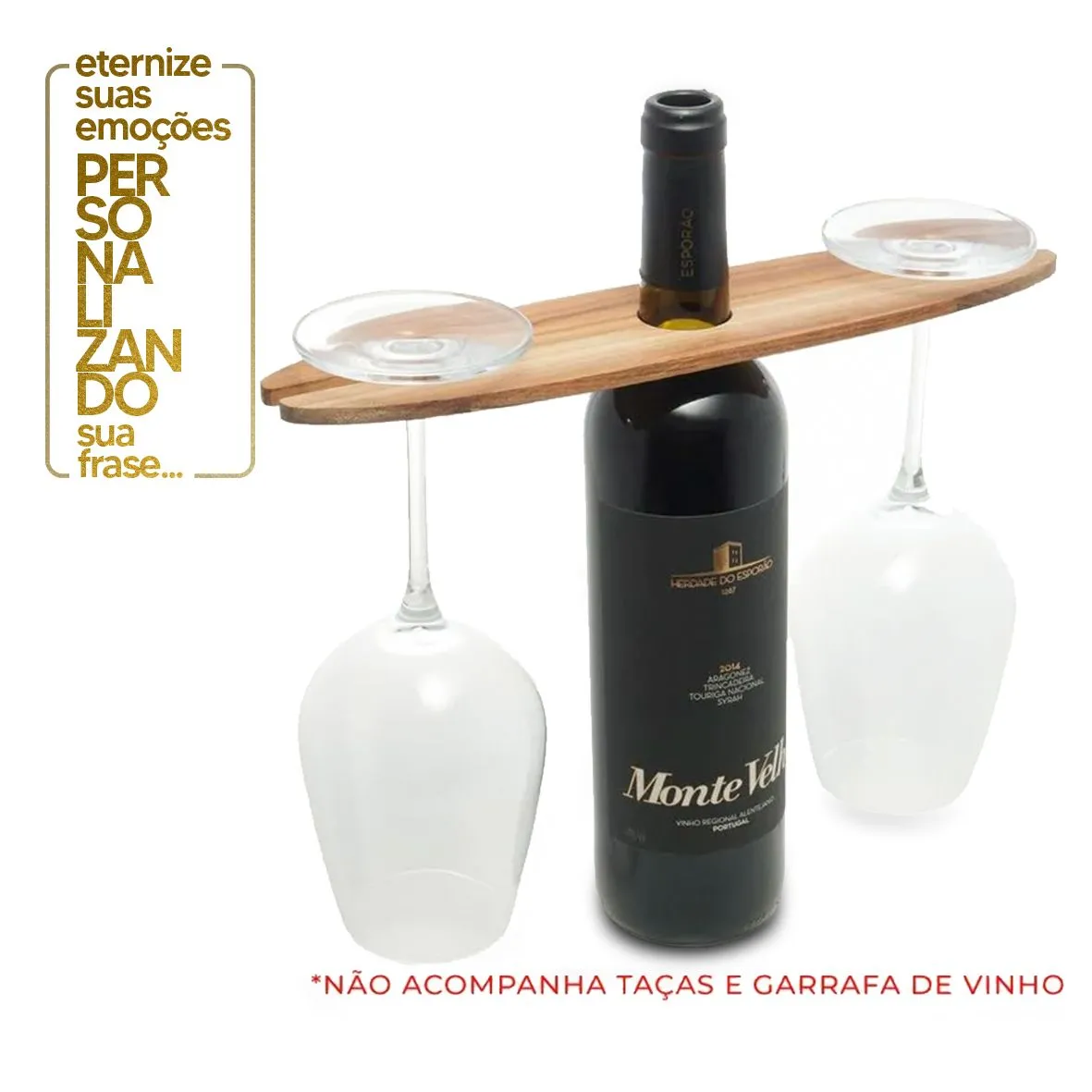 SUPORTE DE MADEIRA TECA PARA 2 TAÇAS 