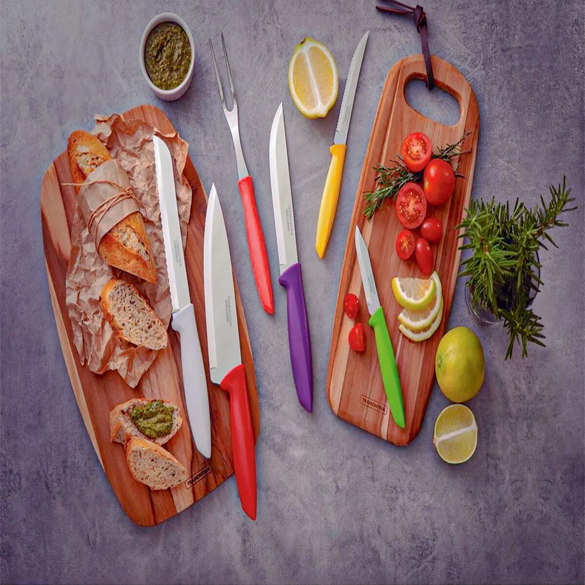 JOGO DE FACAS PLENUS 6 PEÇAS MISTO - SORTIDO COM LÂMINAS DE AÇO INOX E CABOS DE POLIPROPILENO