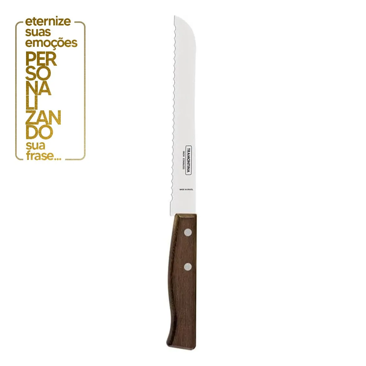 JOGO DE FACAS 8 PEÇAS TRADICIONAL - SORTIDO COM LÂMINAS DE AÇO INOX E CABO DE MADEIRA