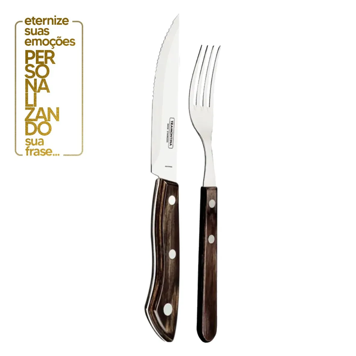 FSC CERTIFICADO JOGO TALHERES CHURRASCO 4 PEÇAS - SORTIDO COM LÂMINA DE AÇO E CABO DE MADEIRA