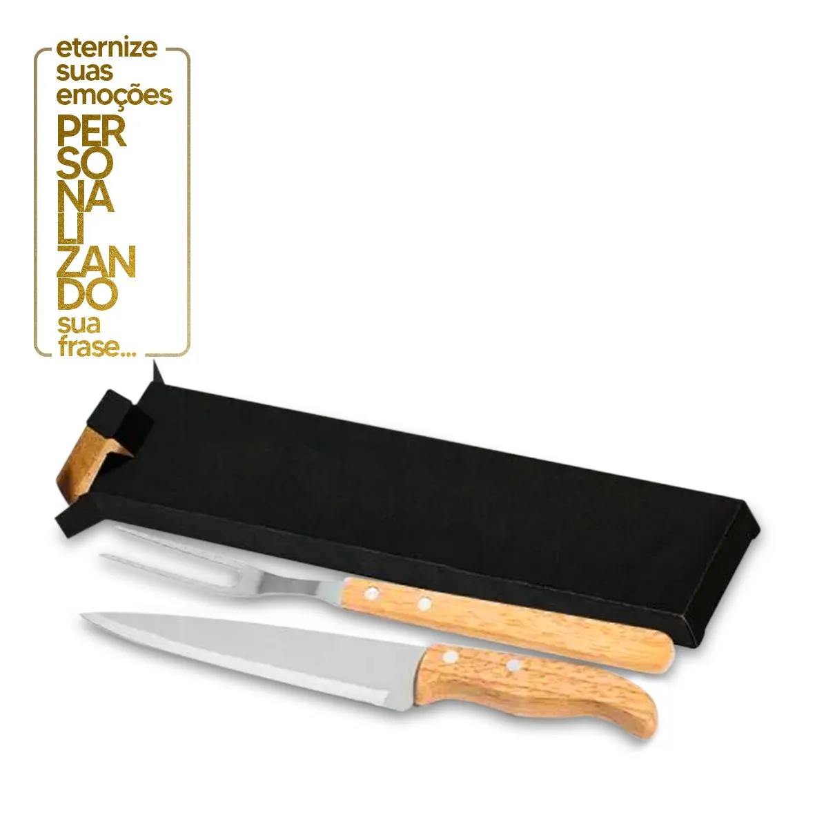 CONJUNTO DE GARFO E FACA 7" EM MADEIRA - 2 PEÇAS