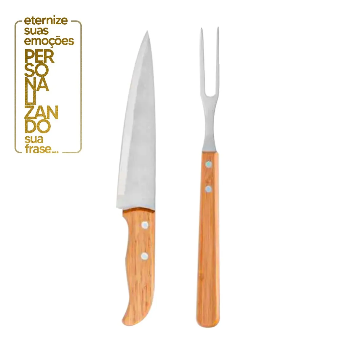 CONJUNTO DE GARFO E FACA 7" EM MADEIRA - 2 PEÇAS