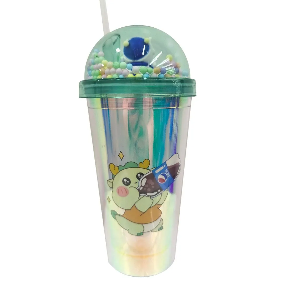 COPO COM LED, TAMPA BOLHA E CANUDO 450ML
