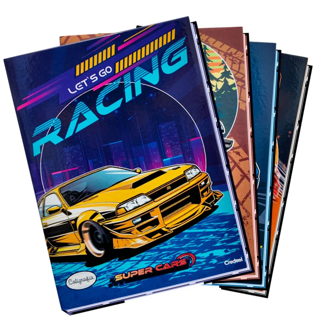 CADERNO DE CALIGRAFIA CAPA DURA 40 FOLHAS SUPER CARS