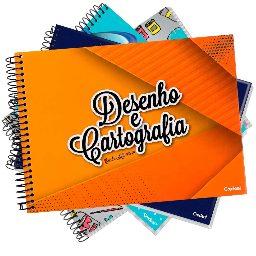 CADERNO CARTOGRÁFICO CAPA MOLE UNIVERSITÁRIO FLEXÍVEL 48 FOLHAS DESENHO